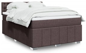 vidaXL Cama com molas/colchão 140x200 cm tecido castanho-escuro