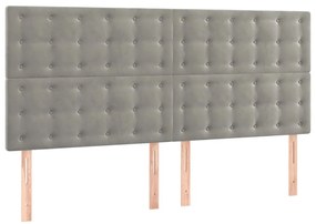Cabeceira de cama c/ LED veludo 160x5x118/128 cm cinza-claro
