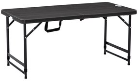 Outsunny Mesa de Jardim Dobrável com Altura Ajustável para 4 Pessoas para Pátio Varanda 118x60x56-74cm Cinza Escuro