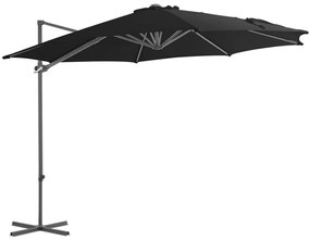 Guarda-sol de jardim cantilever c/ poste de aço 300 cm preto