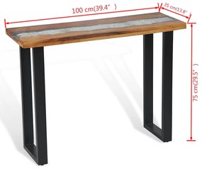 Mesa consola em teca 100x35x75 cm