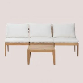 Conjunto De Jardim Com Sofá Modular De 3 Peças E Mesa De Centro Em Madeira De Acácia Filips Gardénia Branco - Sklum