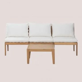 Conjunto De Jardim Filips Com Sofá Modular De 3 Peças E Mesa De Centro Gardénia Branco - Sklum