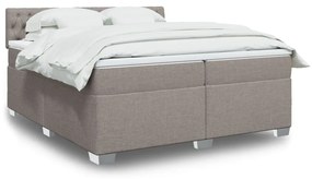 vidaXL Cama com molas/colchão 200x200 cm tecido castanho-acinzentado
