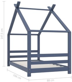 Estrutura de cama para crianças 80x160 cm pinho maciço cinza