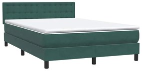 Box Cama primavera com Colchão Verde Escuro 140x210 cm Veludo