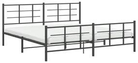 Estrutura de cama com cabeceira e pés 183x213 cm metal preto
