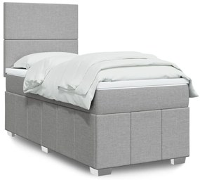Cama com molas/colchão 100x200 cm tecido cinzento-claro