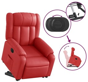 Poltrona reclinável elevatória elétrica couro artif. vermelho