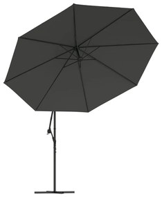 Guarda-sol cantilever c/ luzes LED poste metal 350 cm antracite