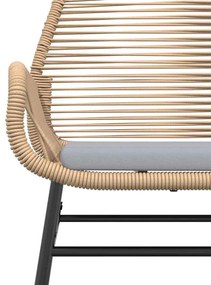 Conjunto jantar jardim 7 peças almofadas vidro vime PE castanho