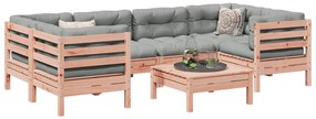 7 pcs conj. sofás jardim c/ almofadões madeira abeto-de-douglas