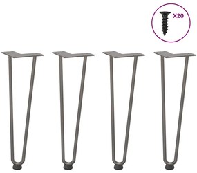 Pernas de grampo para mesa de centro 4 peças Aço natural 42 cm Aço mac
