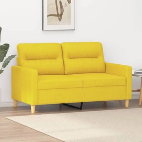 vidaXL Sofá de 2 lugares 120 cm tecido amarelo-claro