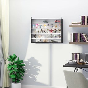 Vitrine de Parede de Madeira com Prateleiras Ajustáveis e 2 Portas Cor