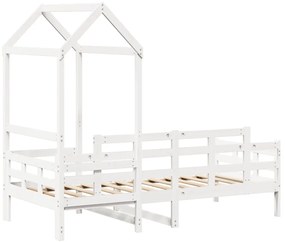 Sofá-cama com telhado 90x200 cm madeira de pinho maciça branco