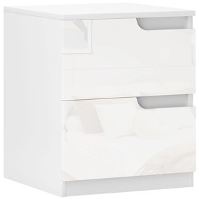 HOMCOM Mesa de Cabeceira Moderna Mesa de Cabeceira com Gavetas Mesa Auxiliar para Dormitório Sala de Estar 40x40x48 cm Branco | Aosom Portugal