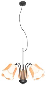 Candeeiro de suspensão clássico preto com abajur dourado 5 luzes - Nona