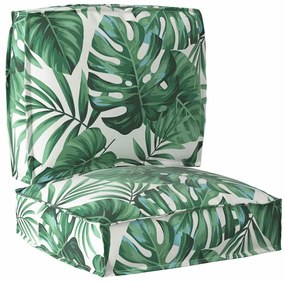 vidaXL Conjunto de Almofadas para Palete em 2 Peças com Estampa de Folhas em Tecido Oxford