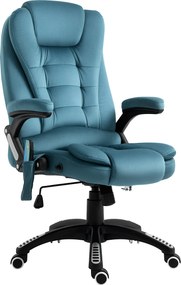 Cadeira de Escritório com 6 Pontos de Massagem Reclinável até 130° com Função de Aquecimento 68x72x110-120 cm Azul