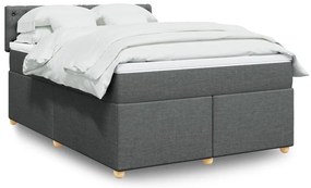 vidaXL Cama com molas/colchão 140x190 cm tecido cinzento-escuro