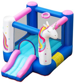 Castelo insuflável com Trampolim Tema Unicórnio para Crianças ao Ar Livre 3-10 anos 270 x 200 x 196 cm