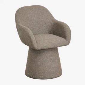 Cadeira De Jantar Estofada Erica Com Braços Bouclé Castanho Trigo - Sklum
