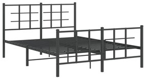Estrutura de cama com cabeceira e pés 135x190 cm metal preto