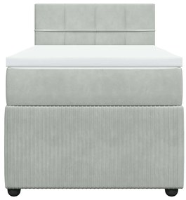 Cama com molas/colchão 90x190 cm veludo cinza-claro