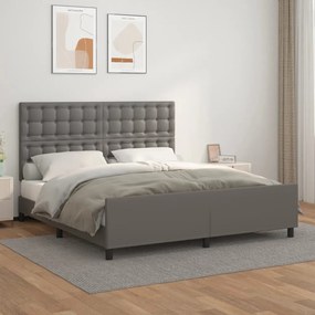 3125583 vidaXL Estrutura cama c/ cabeceira couro artificial 160x200cm cinzento