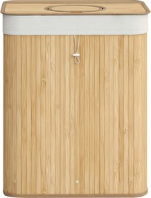 Caixote lixo para reciclagem garrafas, 95 L bambu 40,5 x 40,5 x 61 cm bege