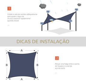 Vela de Sombra Retangular 4x6 m Toldo Vela de HDPE com Proteção UV Ane