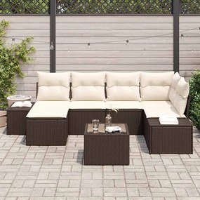 Conjunto de Sofá de Jardim de 6 Peças com Almofadas Cinza em Rattan Po