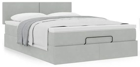 Estrutura de cama otomana com colchão 140x200 cm cinzento claro