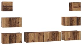Conjunto de móvel de TV 8 pcs Madeira antiga 60 x 30 x 30 cm