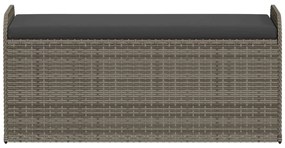 Banco de arrumação com almofadão 115x51x52 cm vime PE cinzento