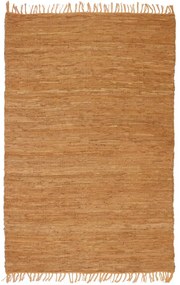 vidaXL Tapete chindi tecido à mão couro 160x230 cm bronze