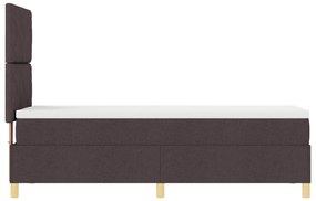 Cama Box Spring com Colchão Castanho Escuro 80x200 cm Tecido