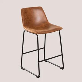 Pacote De 2 Bancos Altos Estofados Em Couro Sintético Ody Style Camelo Vindima & ↑65 Cm - Sklum