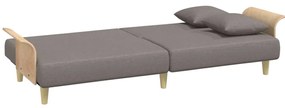 Sofá-cama com apoio de braços tecido cinzento-acastanhado