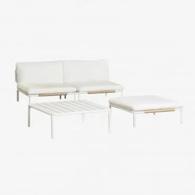 Conjunto De Jardim Com Sofá Modular De 2 Peças, Pufe E Mesa De Centro Roubly Beige De Amêndoa - Sklum