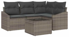 Conjunto de Jantar para Jardim com 4 Peças e Almofadas de Rattan Preto