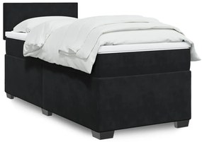 Cama box spring com colchão solteiro veludo preto