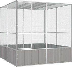 vidaXL Gaiola p/ pássaros 213,5x217,5x211,5cm aço galvanizado cinzento