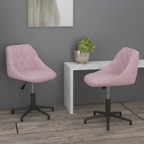 vidaXL Cadeiras de jantar giratórias 2 pcs veludo rosa