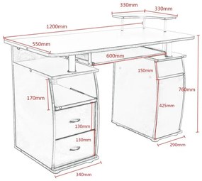 Computador de escritório de madeira mesa 120 x 55 x 85 cm Preto