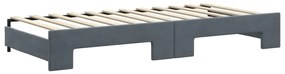 Sofá-cama c/ gavetão e colchões 90x200cm veludo cinzento-escuro