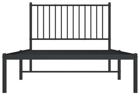 Estrutura de cama com cabeceira 100x190 cm metal preto