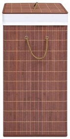 Cesto para roupa suja c/ 2 secções 100 L bambu castanho