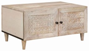 vidaXL Mesa de centro Bege 80 x 50 x 40 cm Madeira de acácia maciça